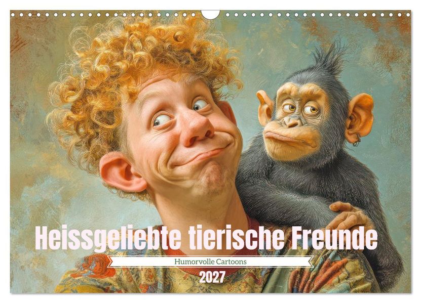 Heissgeliebte tierische Freunde - Humorvolle Cartoons (Wandkalender 2027 DIN A3 quer) CALVENDO Monatskalender