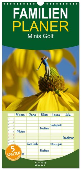 Familienplaner 2027 - Minis Golf mit 5 Spalten (Wandkalender 21 x 45 cm) CALVENDO