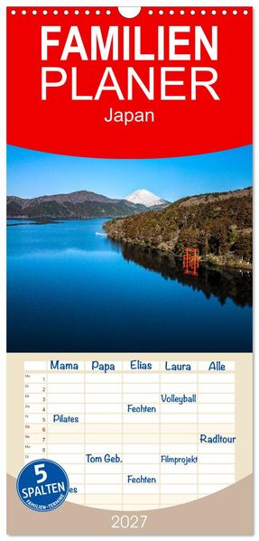 Familienplaner 2027 - Japan - zwischen Tradition und Moderne mit 5 Spalten (Wandkalender 21 x 45 cm) CALVENDO