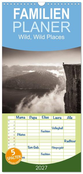 Familienplaner 2027 - Wild Wild Places mit 5 Spalten (Wandkalender 21 x 45 cm) CALVENDO