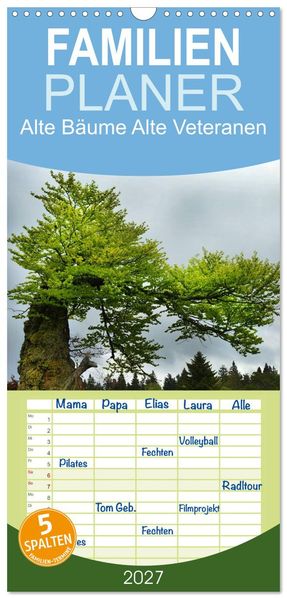 Familienplaner 2027 - Alte Bäume Alte Veteranen mit 5 Spalten (Wandkalender 21 x 45 cm) CALVENDO