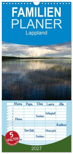 Familienplaner 2027 - Lappland mit 5 Spalten (Wandkalender 21 x 45 cm) CALVENDO