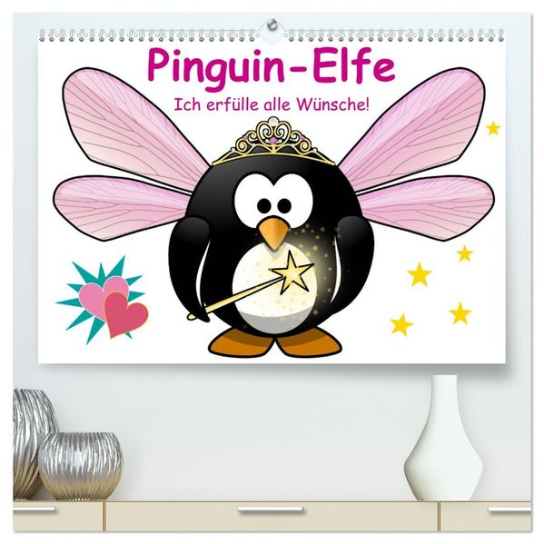 Pinguin-Elfe (hochwertiger Premium Wandkalender 2027 DIN A2 quer) Kunstdruck in Hochglanz