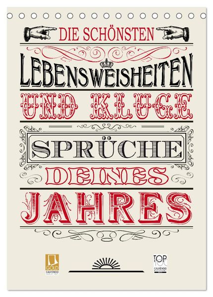Die schönsten Lebensweisheiten Typo - Kalender (Tischkalender 2027 DIN A5 hoch) CALVENDO Monatskalender