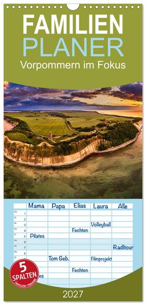 Familienplaner 2027 - Vorpommern im Fokus mit 5 Spalten (Wandkalender 21 x 45 cm) CALVENDO