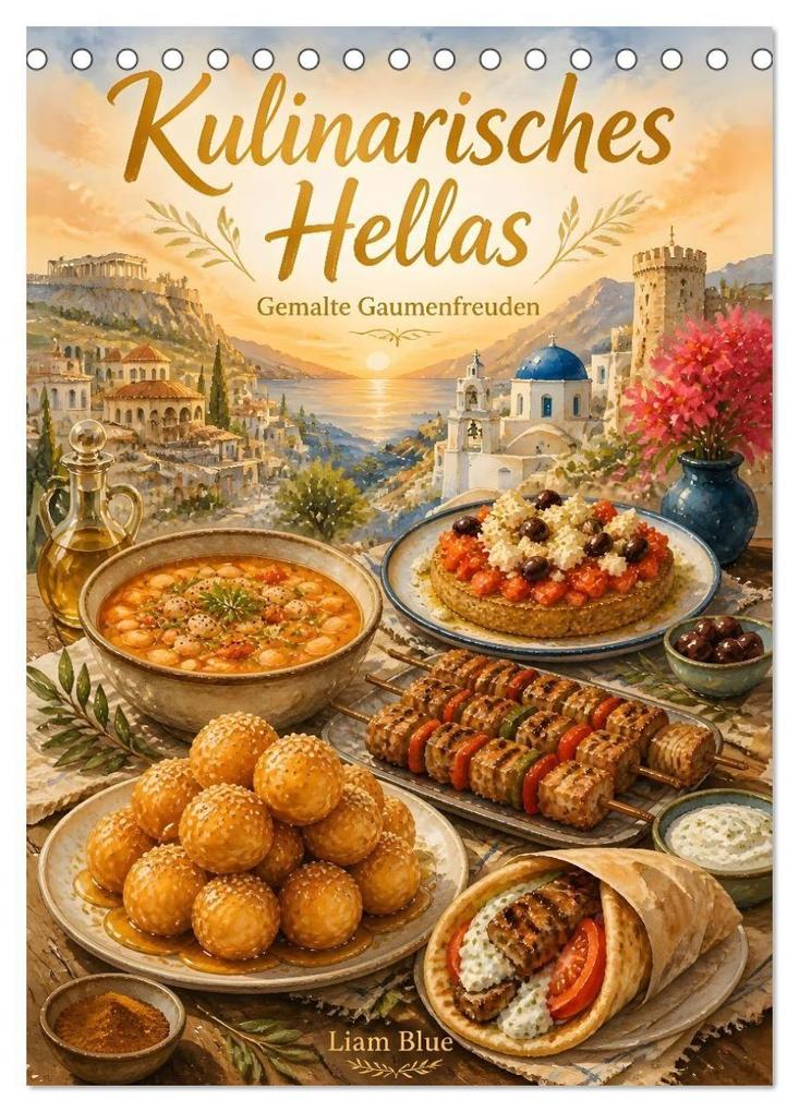 Kulinarisches Hellas - Gemalte Gaumenfreuden (Tischkalender 2027 DIN A5 hoch) CALVENDO Monatskalender