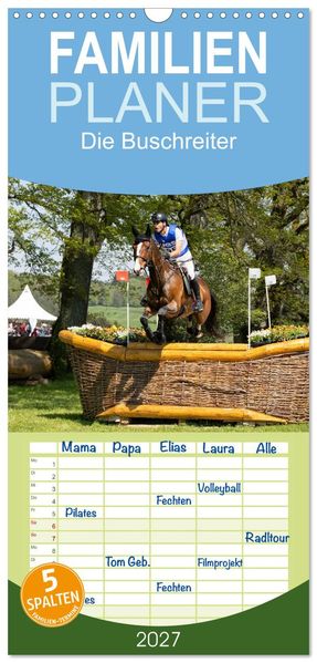 Familienplaner 2027 - Die Buschreiter mit 5 Spalten (Wandkalender 21 x 45 cm) CALVENDO