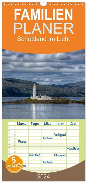 Familienplaner 2027 - Schottland im Licht mit 5 Spalten (Wandkalender 21 x 45 cm) CALVENDO
