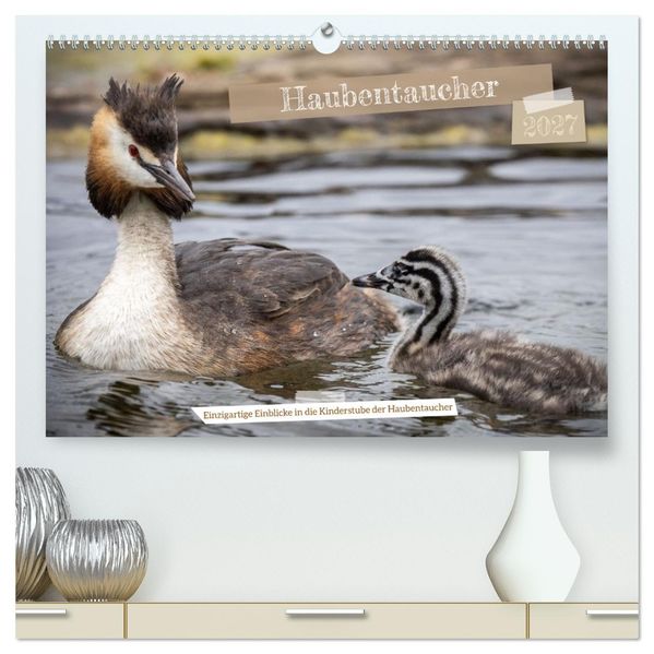 Einzigartige Einblicke in die Kinderstube der Haubentaucher (hochwertiger Premium Wandkalender 2027 DIN A2 quer) Kunstdruck in Hochglanz