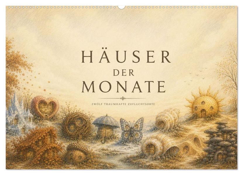 Häuser der Monate (Wandkalender 2027 DIN A2 quer) CALVENDO Monatskalender