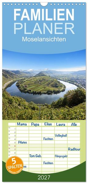 Familienplaner 2027 - Moselansichten mit 5 Spalten (Wandkalender 21 x 45 cm) CALVENDO