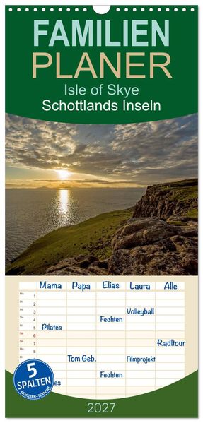 Familienplaner 2027 - Isle of Skye - Schottlands Inseln mit 5 Spalten (Wandkalender 21 x 45 cm) CALVENDO