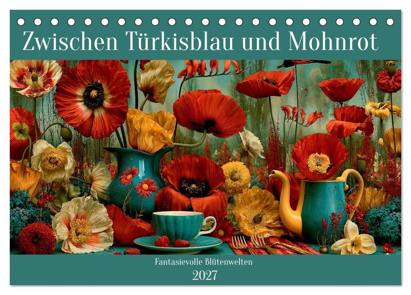 Zwischen Türkisblau und Mohnrot (Tischkalender 2027 DIN A5 quer) CALVENDO Monatskalender