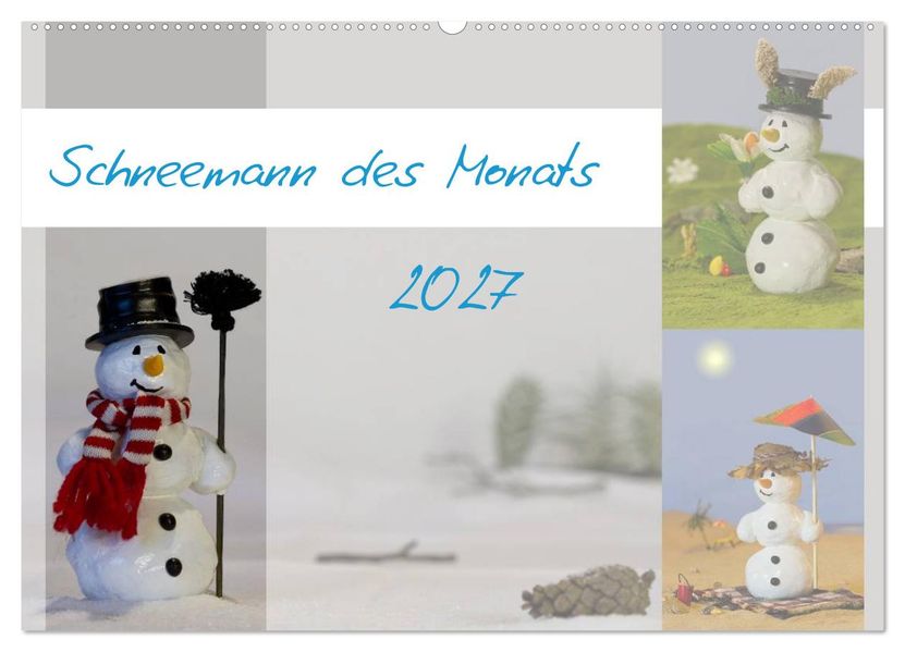 Schneemann des Monats 2027 (Wandkalender 2027 DIN A2 quer) CALVENDO Monatskalender