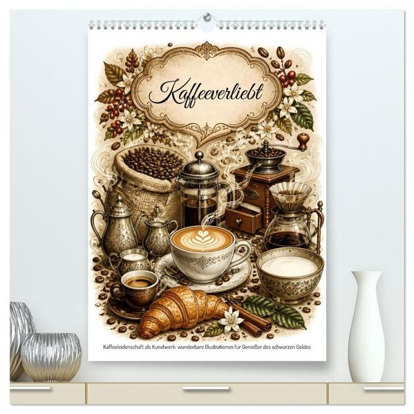 Kaffeeverliebt (hochwertiger Premium Wandkalender 2027 DIN A2 hoch) Kunstdruck in Hochglanz