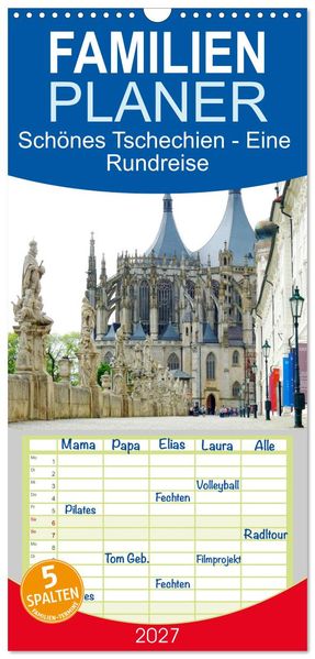Familienplaner 2027 - Schönes Tschechien - Eine Rundreise mit 5 Spalten (Wandkalender 21 x 45 cm) CALVENDO