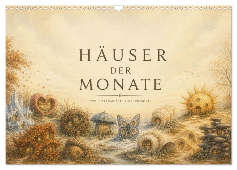 Häuser der Monate (Wandkalender 2027 DIN A3 quer) CALVENDO Monatskalender
