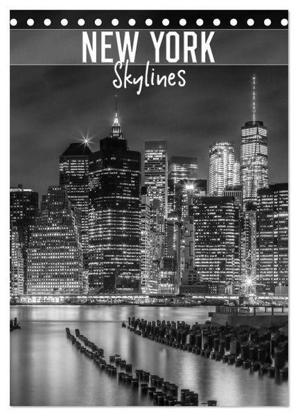 NEW YORK Skylines (Tischkalender 2027 DIN A5 hoch) CALVENDO Monatskalender