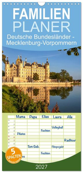 Familienplaner 2027 - Deutsche Bundesländer - Mecklenburg-Vorpommern mit 5 Spalten (Wandkalender 21 x 45 cm) CALVENDO