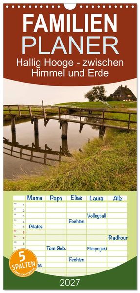 Familienplaner 2027 - Hallig Hooge - zwischen Himmel und Erde mit 5 Spalten (Wandkalender 21 x 45 cm) CALVENDO