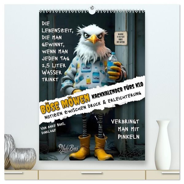Böse Möwen - Kackkalender fürs Klo (hochwertiger Premium Wandkalender 2027 DIN A2 hoch) Kunstdruck in Hochglanz