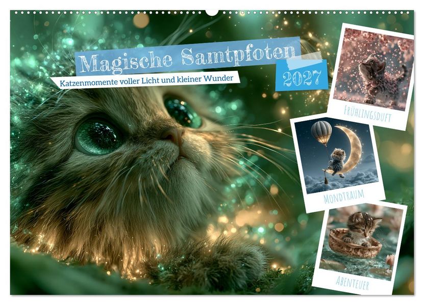 Magische Samtpfoten (Wandkalender 2027 DIN A2 quer) CALVENDO Monatskalender