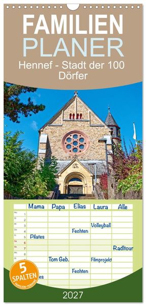 Familienplaner 2027 - Hennef - Stadt der 100 Dörfer mit 5 Spalten (Wandkalender 21 x 45 cm) CALVENDO
