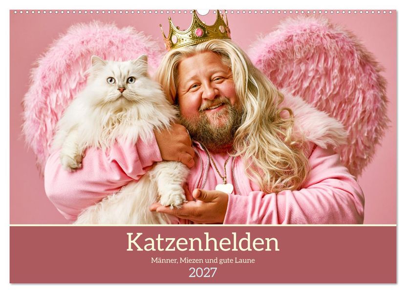Katzenhelden. Männer Miezen und gute Laune (Wandkalender 2027 DIN A2 quer) CALVENDO Monatskalender