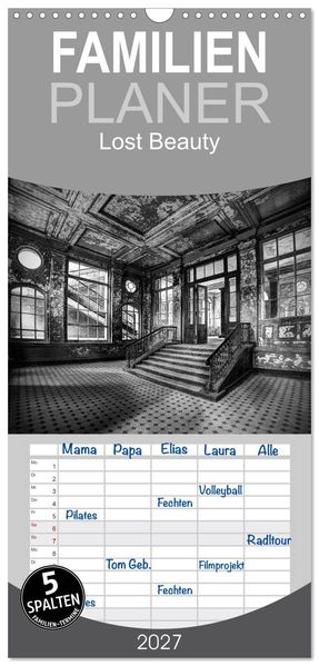 Familienplaner 2027 - Lost Beauty mit 5 Spalten (Wandkalender 21 x 45 cm) CALVENDO