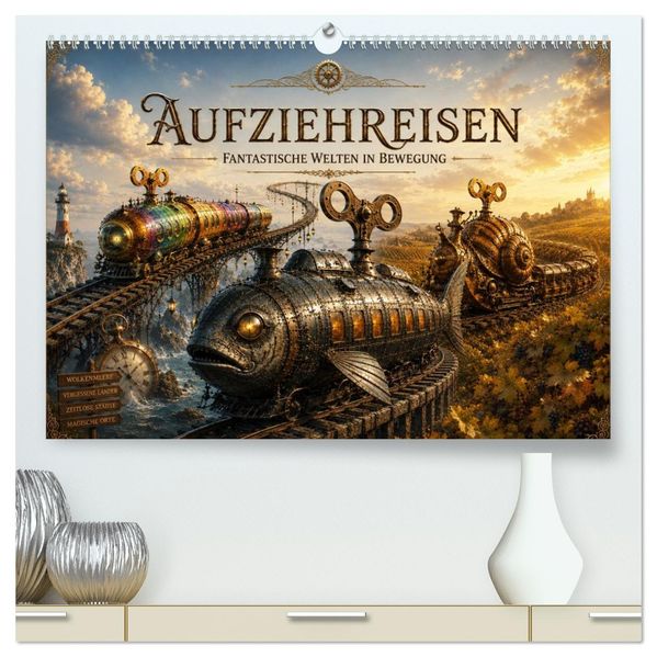 Aufziehreisen (hochwertiger Premium Wandkalender 2027 DIN A2 quer) Kunstdruck in Hochglanz
