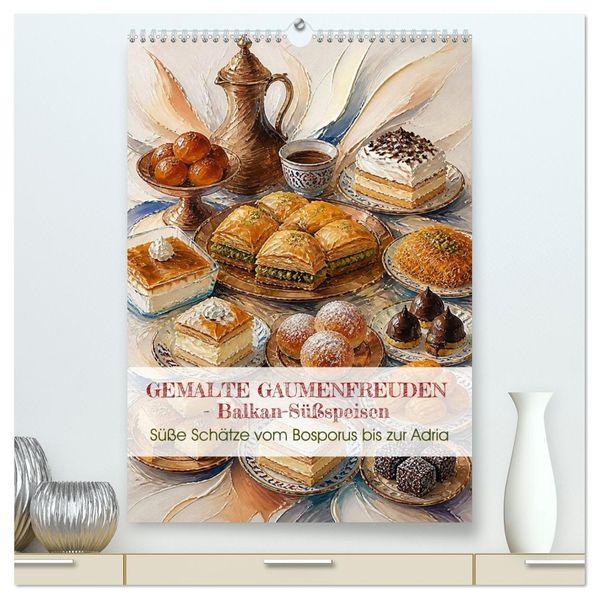 GEMALTE GAUMENFREUDEN - Balkan-Süßspeisen (hochwertiger Premium Wandkalender 2027 DIN A2 hoch) Kunstdruck in Hochglanz
