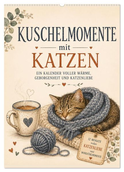 Kuschelmomente mit Katzen (Wandkalender 2027 DIN A2 hoch) CALVENDO Monatskalender