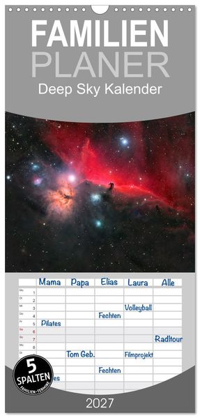 Familienplaner 2027 - Deep Sky Kalender mit 5 Spalten (Wandkalender 21 x 45 cm) CALVENDO
