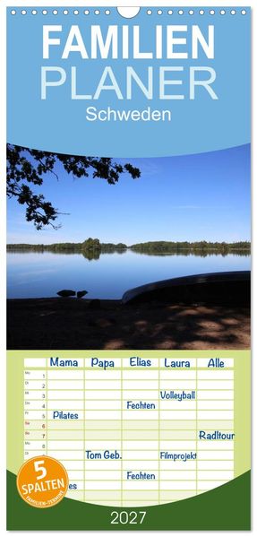 Familienplaner 2027 - Schweden 2027 mit 5 Spalten (Wandkalender 21 x 45 cm) CALVENDO