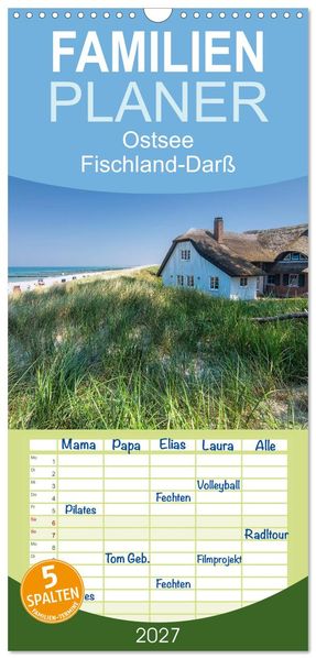 Familienplaner 2027 - Ostsee Fischland-Darß mit 5 Spalten (Wandkalender 21 x 45 cm) CALVENDO