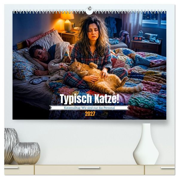 Typisch Katze! - Katzenalltag: Wir sind nur das Personal (hochwertiger Premium Wandkalender 2027 DIN A2 quer) Kunstdruck in Hochglanz