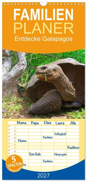 Familienplaner 2027 - Entdecke Galapagos mit 5 Spalten (Wandkalender 21 x 45 cm) CALVENDO