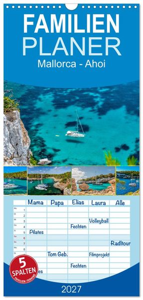Familienplaner 2027 - Mallorca - Ahoi mit 5 Spalten (Wandkalender 21 x 45 cm) CALVENDO