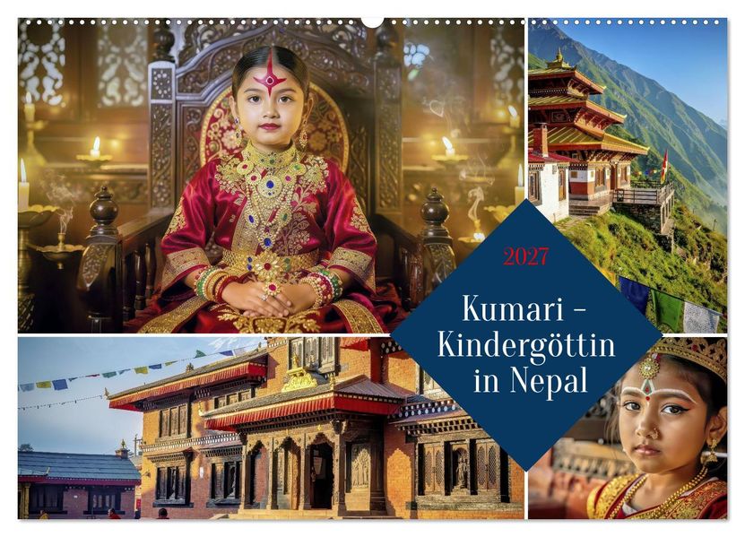 Kumari - Kindergöttin in Nepal (Wandkalender 2027 DIN A2 quer) CALVENDO Monatskalender