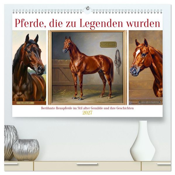 Pferde die zu Legenden wurden (hochwertiger Premium Wandkalender 2027 DIN A2 quer) Kunstdruck in Hochglanz