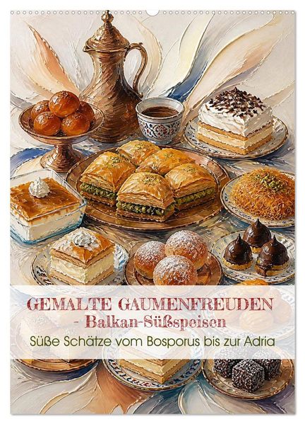 GEMALTE GAUMENFREUDEN - Balkan-Süßspeisen (Wandkalender 2027 DIN A2 hoch) CALVENDO Monatskalender