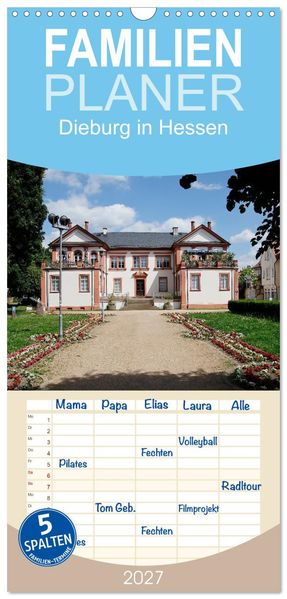 Familienplaner 2027 - Dieburg in Hessen mit 5 Spalten (Wandkalender 21 x 45 cm) CALVENDO