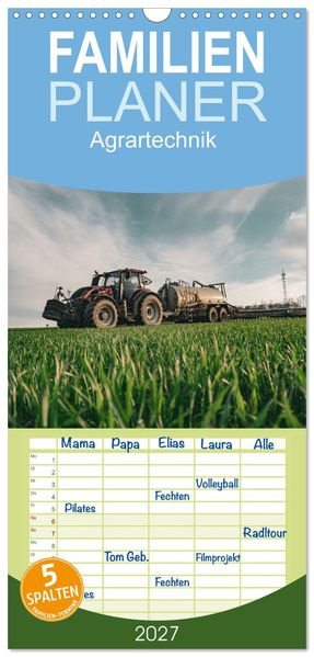 Familienplaner 2027 - Agrartechnik mit 5 Spalten (Wandkalender 21 x 45 cm) CALVENDO