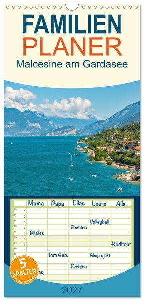 Familienplaner 2027 - Malcesine am Gardasee mit 5 Spalten (Wandkalender 21 x 45 cm) CALVENDO