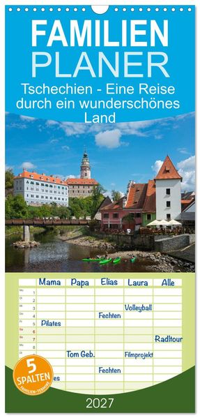 Familienplaner 2027 - Tschechien - Eine Reise durch ein wunderschönes Land mit 5 Spalten (Wandkalender 21 x 45 cm) CALVENDO