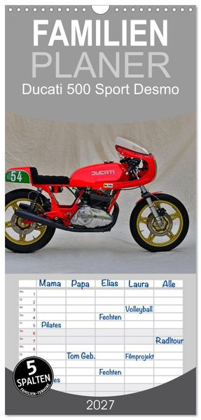 Familienplaner 2027 - Ducati 500 Sport Desmo mit 5 Spalten (Wandkalender 21 x 45 cm) CALVENDO