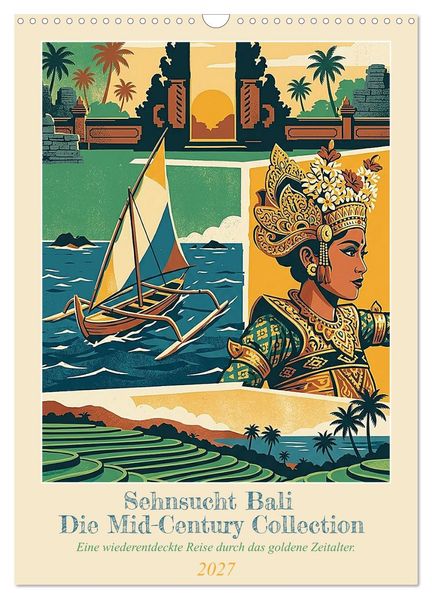 Sehnsucht Bali - Die Mid-Century Collection (Wandkalender 2027 DIN A3 hoch) CALVENDO Monatskalender