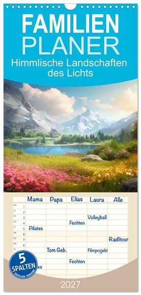 Familienplaner 2027 - Himmlische Landschaften des Lichts mit 5 Spalten (Wandkalender 21 x 45 cm) CALVENDO