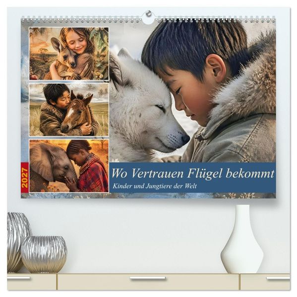 Wo Vertrauen Flügel bekommt - Kinder und Jungtiere der Welt (hochwertiger Premium Wandkalender 2027 DIN A2 quer) Kunstdruck in Hochglanz