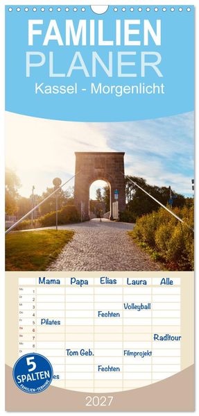 Familienplaner 2027 - Kassel - Morgenlicht mit 5 Spalten (Wandkalender 21 x 45 cm) CALVENDO